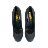 NWOB Yves Saint Laurent Blue Suede Tribute Tribtoo Heels Platform Pumps 40 Shoes