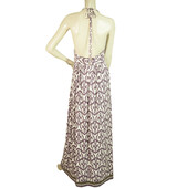 Milly of New York Purple White Ethnic Print Halter Neckline maxi Dress - Size M