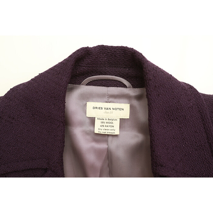 Dries Van Noten Purple Woolen Single Button Blazer Fitted short Jacket size 38