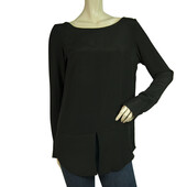 Dondup Black Long Sleeves Silky Blouse Long Length Top size 42