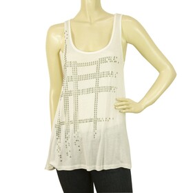 Burberry Brit White w. Silver Nova Check Long Sleeveless Tank Vest Top SZ XS