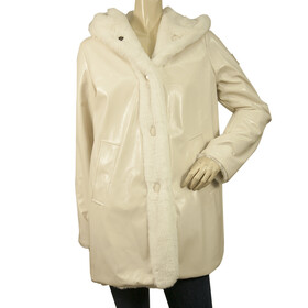 Oof Wear Reversible White Midi Trench Jacket Parka Hooded Coat size 40