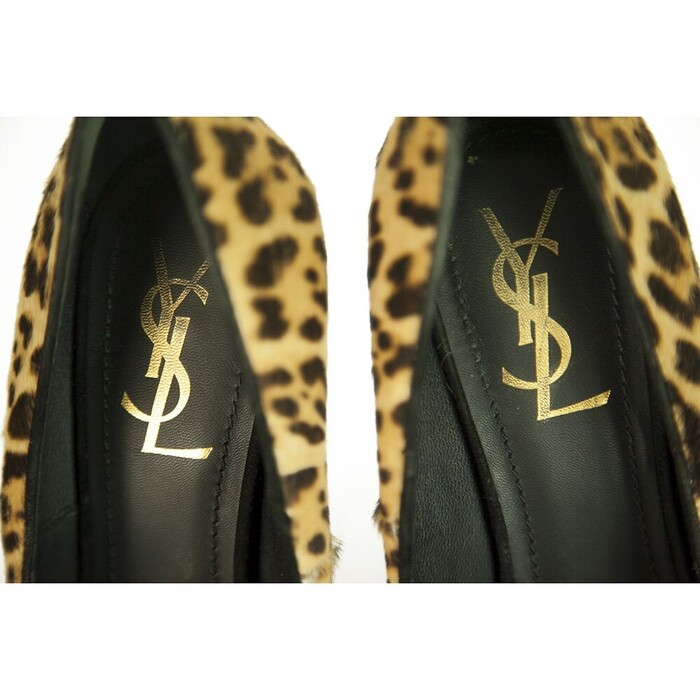 Yves Saint Laurent Brown Leopard Calf Hair Tribute Tribtoo Heels Pumps 40 Shoes