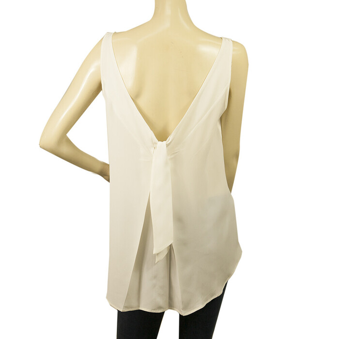 Dondup White Silk Blend Sleeveless Tie Back Tank Blouse Top size 40