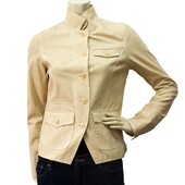 Women's Earl Jeans Beige Fitted Button Front Short Jacket Size P