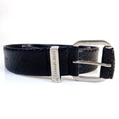 Armani Jeans Black Snakeskin Leather Belt and Silvertone Buckle