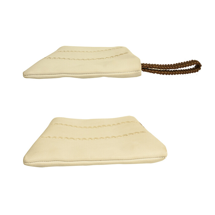 Callista Crafts off white leather with brown braided wristlet clutch bag handbag