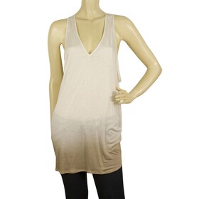 Helmut Lang White Beige Degrade Viscose Long Blouse Tank Sleeveless Top Size S