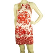 Tibi off White and red floral Sleeveless Silk Mini Summer Dress- Sz 4