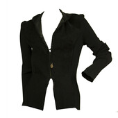 Roberto Cavalli Class Black Suede & Ribbed Fabric Cardigan Cardi Jacket sz 46