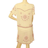 Temperley London Ivory Silk Red Pink Embroidery  Sheer Mini Dress size UK 12