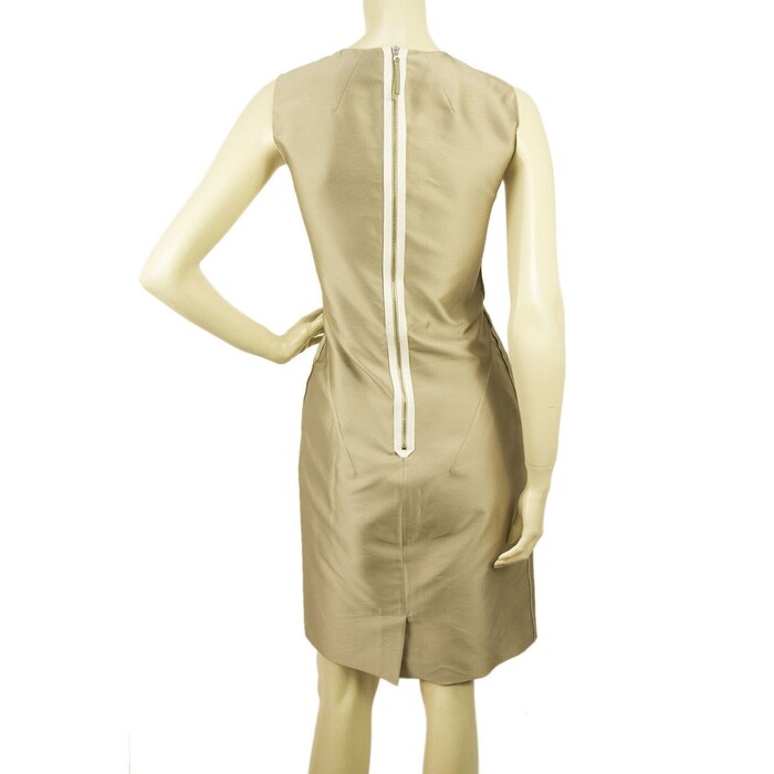 Dolce & Gabbana Metallic Beige Unhemmed Knee Length Sleeveless Tank Dress Sz 42