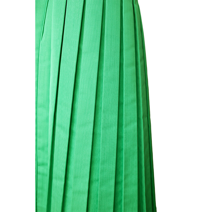 Zac Posen Grass Green Strapless Silk bustier Pleated Skirt midi dress size 8