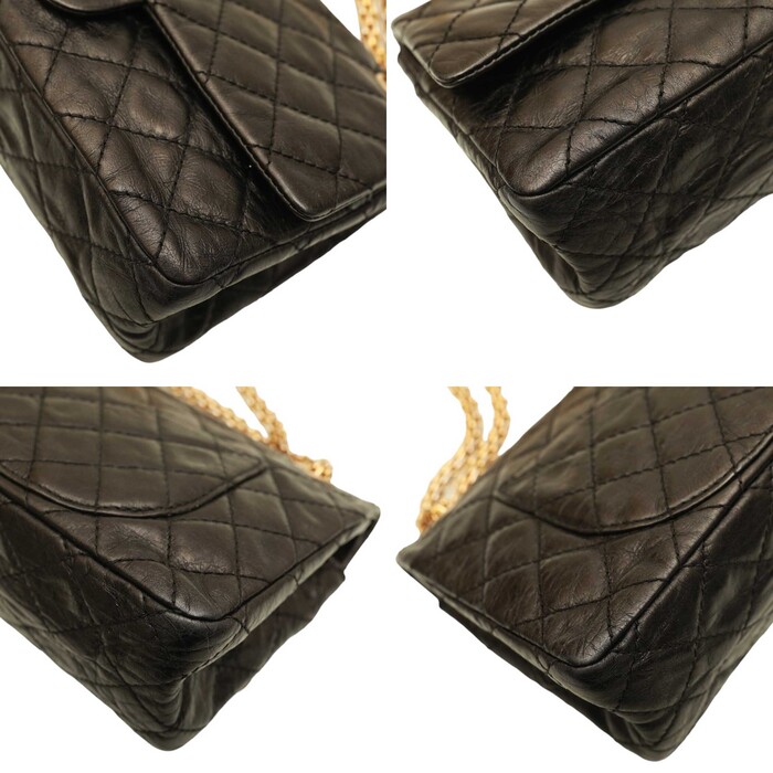 Chanel 2.55 Reissue 225 Double Flap Bag in Black with gold tone hardware small