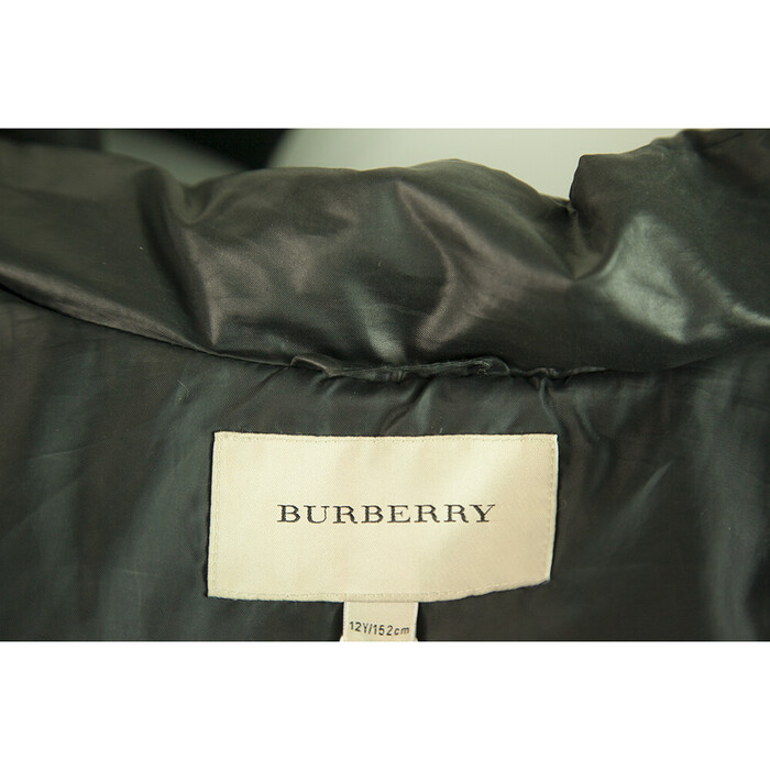 Burberry Girl's 12Y Black Polyester Quilted Puffer Hooded Jacket