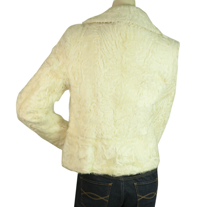 Thes & Thes White Fur Long Sleeve Short Jacket Coat size 46