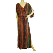 Milla Multicolor Ethnic Print Maxi Kaftan Long Summer Viscose Dress size S/M