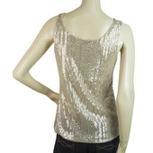 Iconology Fully Sequined Silver Metallic Sequins Tank Vest Sleeveless Top