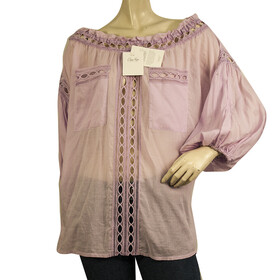 Charo Ruiz Arida Lavender Purple Cotton Lace Tunic Off Shoulders Blouse Top S