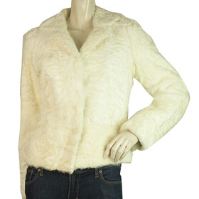 Thes &amp; Thes White Fur Long Sleeve Short Jacket Coat size 46