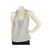 DSquared 2 D2 Light Gray Womans Racer Back Sleeveless Ruffles Tank Top - Size S