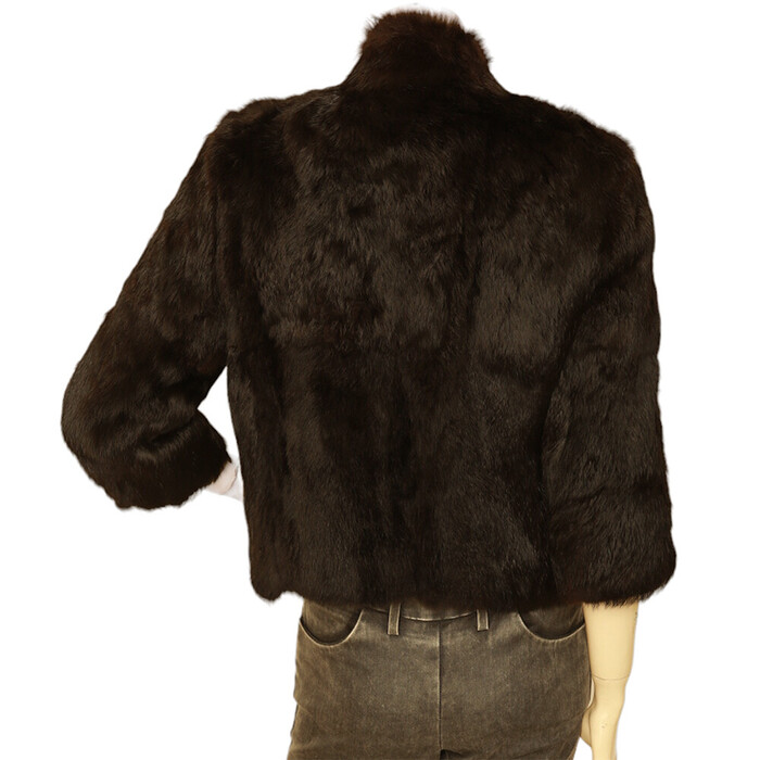 Matthew Williamson Black Rabbit Fur 3/4 Sleeve Bolero Jacket Coat sz 10