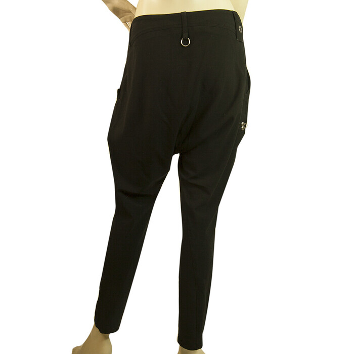 Black Pleated Button Front Closure Breeches Pants Trousers - size 40 It / US 4