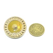 Versace Vintage Medusa Head Shank Button w/ Mustard color lacquer and ray border