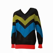 Missoni Multicolor Woolen Knit Long Sleeve V-Neckline Sweater Top size 42