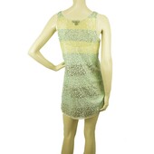 DKNY Green & Yellow Striped Sleeveless Sequins 100% Mini Length Dress sz S