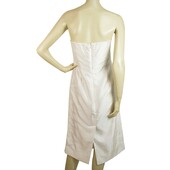 Amanda Wakeley Elements White Strapless Back Zip knee Length Midi Dress sz UK 12