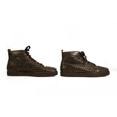 Christian Louboutin Brown Leather Mens Louis Allover Spikes High Top Sneaker 42,5