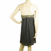 Missoni Blue Gray knitted Strapless mini embellished beaded dress IT size 44