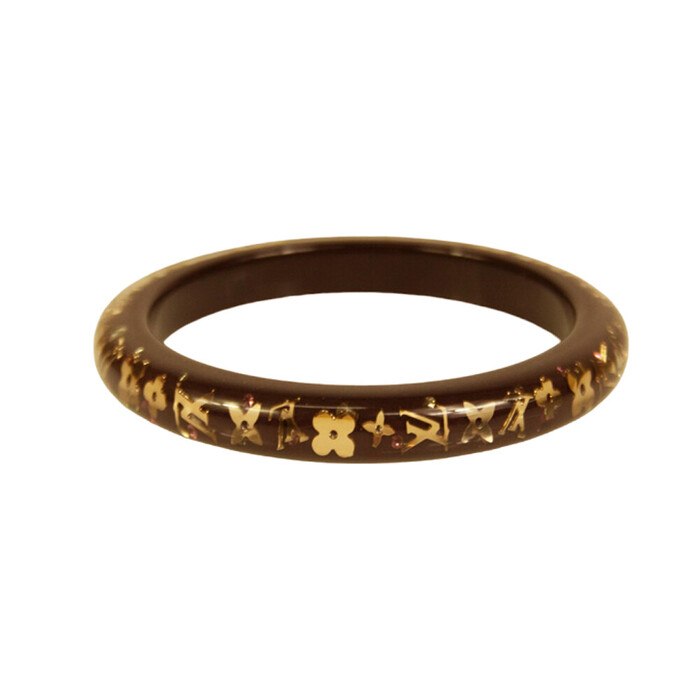 Louis Vuitton Thin Inclusion PM brown with gold resin sequins bangle bracelet