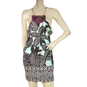 Matthew Williamson Ethnic Print Silk Αμάνικο Μίνι καλοκαιρινό φόρεμα μεγέθους 8