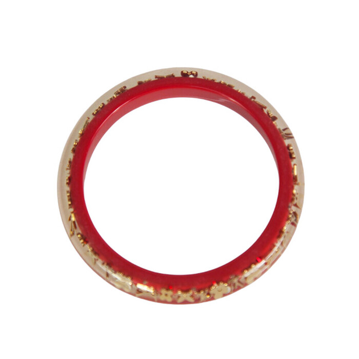 Louis Vuitton Thin Inclusion PM coral red with gold resin sequins bangle bracelet