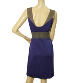 Philosophy di Alberta Ferretti Blue Belted Draped V Neckline Sleeveless dress 42