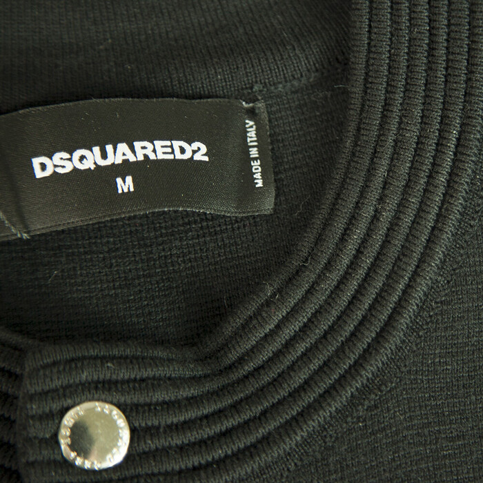 DSquared DS2 Sleeveless Black Wool Knit Elasticated Mini Dress size M w. Zippers