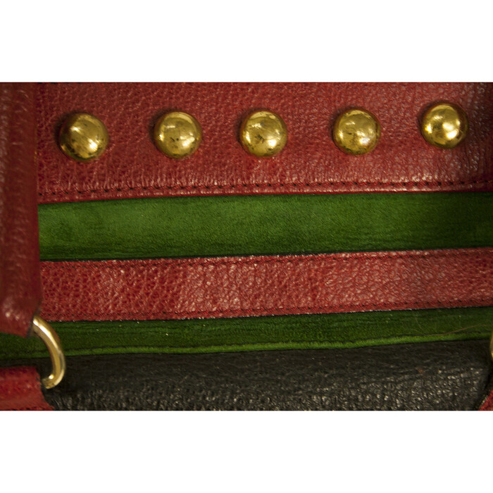 MOSCHINO Redwall 1990s "Art is Love" Vintage Multicolor Handbag Heart Rivets