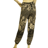 Fuzzi Black & Beige Floral Elastic Waist & Cuffs Summer Trousers size S