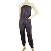 Purple Women’s Semi Sheer Silky Strapless Overall Jumpsuit