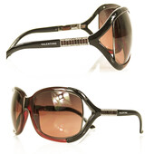 Valentino 5562/S Burgundy Black Rhinestones Oversize Designer Sunglasses