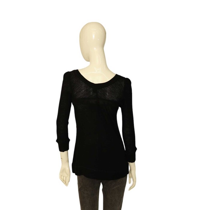 Marc Jacobs Black Bow at the Back Fitted 3/4 Sleeves Sweater Top size S