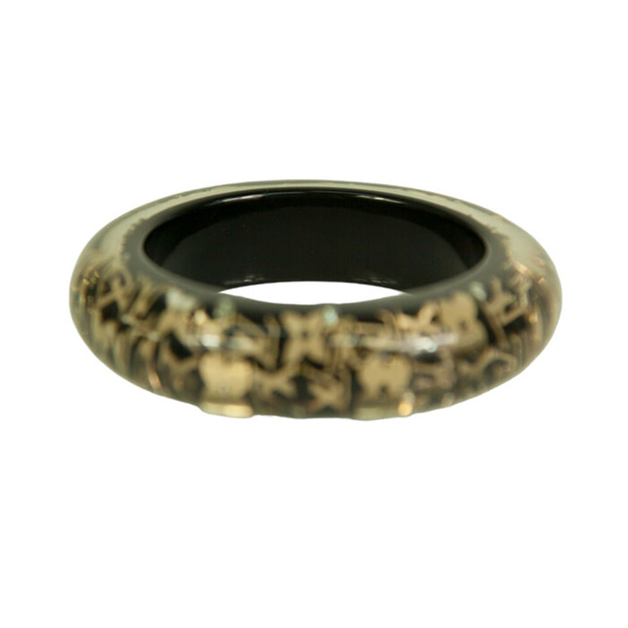 Louis Vuitton black with gold Inclusion resin sequins bangle bracelet