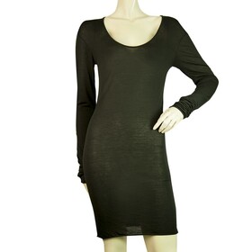 Isabel Benenato Black Bodycon Mini Length Long Sleeves Woolen Dress sz 42