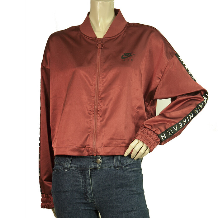 Nike Air Burgundy Red Zipper Front Cropped Lightweight Jacket Top size M