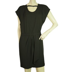 IRO Black Sanyia Cap Sleeves Polyester Jersey Mini Dress size 36