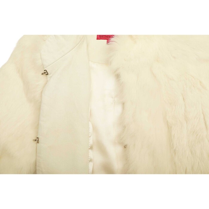 Matthew Williamson White Rabbit Fur 3/4 Sleeve Bolero Jacket Coat sz 8 UK