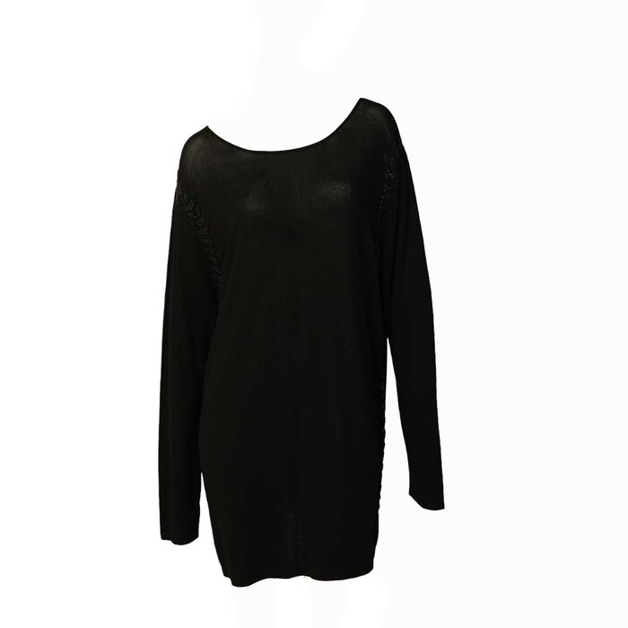 Black Knit with Black Beads at the Sides Mini Length Dress or Long Top size L