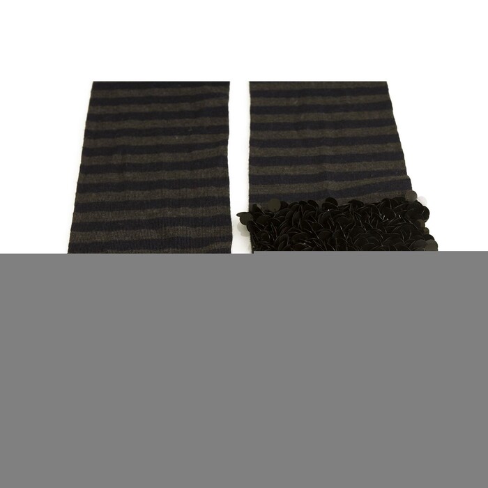 Sonia by Sonia Rykiel Gray Blue Striped 100% wool Scarf Wrap w. Black Sequins